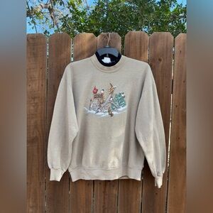 1989-1990s Vintage "Adorable Animals" Grandma's Sweater size XL